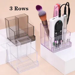 TFSCLOIN 3 Rows 10 Holes Nail Drill Bits Holder Display Storage Shelf Nail Display Box Organizer Manicure Collector Accessories