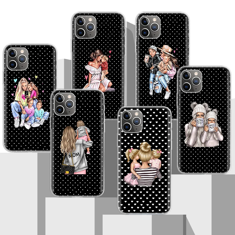 Fashion Family Mother Mom Baby Soft Silicone Phone Case For Apple iPhone 11 14 15 16 Pro 12 13 Mini XR X XS Max 7 Plus 8 + Funda