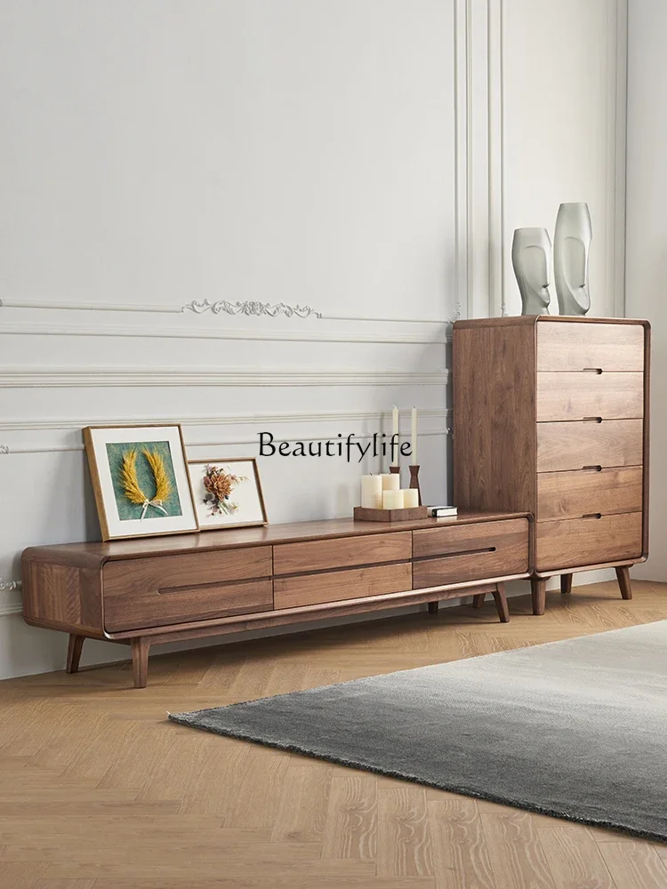 

North American black walnut TV cabinet coffee table combination Nordic all solid wood furniture