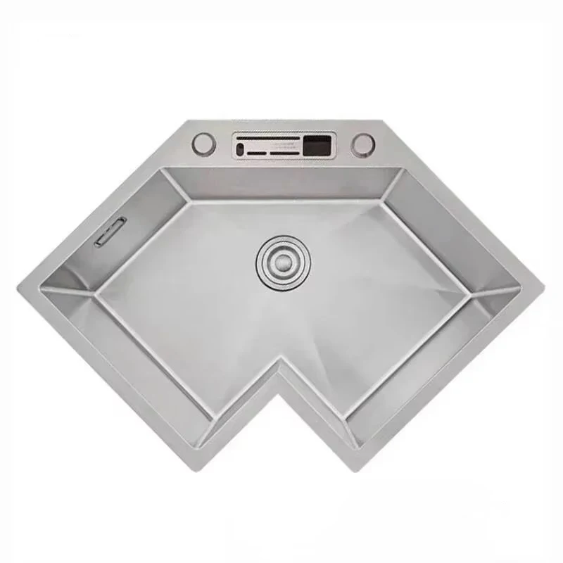 L-shaped Stainless Steel Corner Kitchen Sinks Nordic Small Apartment Special Washing Sink Large Single Sink Kitchen Accessories