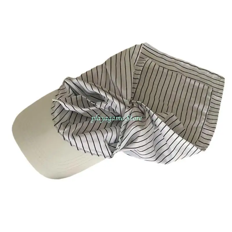 Y88A Trendy Stripe Caps with Adjustable Bandana for Fashion and Outdoor Activity Women Fashion Heas Scarf Baseball Hat