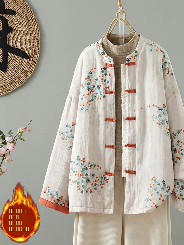 

Ele New National Sle Женская хлопковая куртка с цветной блузкой и пуговицами Свободного кроя Thiened Long Sve Coat