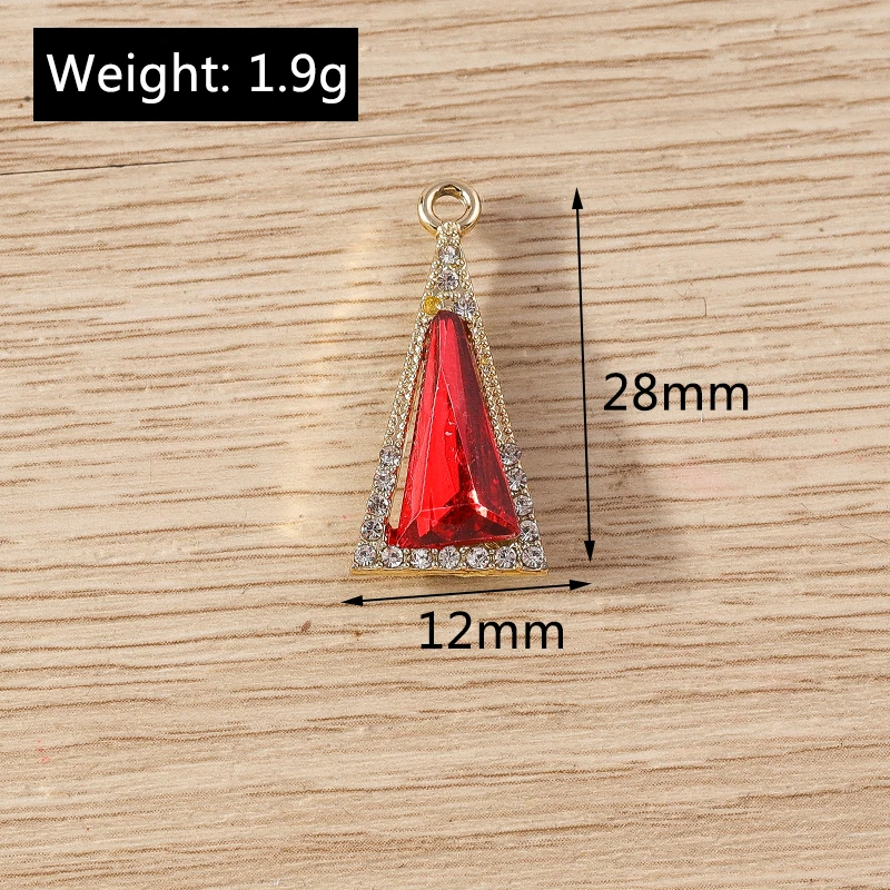 10 stücke 12x28mm elegante Kristall Dreieck Charms Anhänger für Schmuck machen Tropfen Ohrringe Halskette Armbänder DIY Handwerk liefert – Detail 1