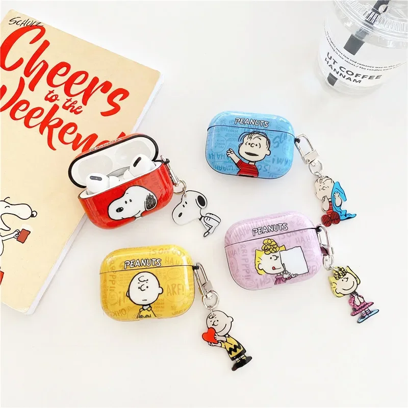 Snoopy Earphone Cases for Airpods 1/2 3 Pro Cute Airpods Case Headphones Case Protective Case for Apple Airpods Pro2 PVC Covers