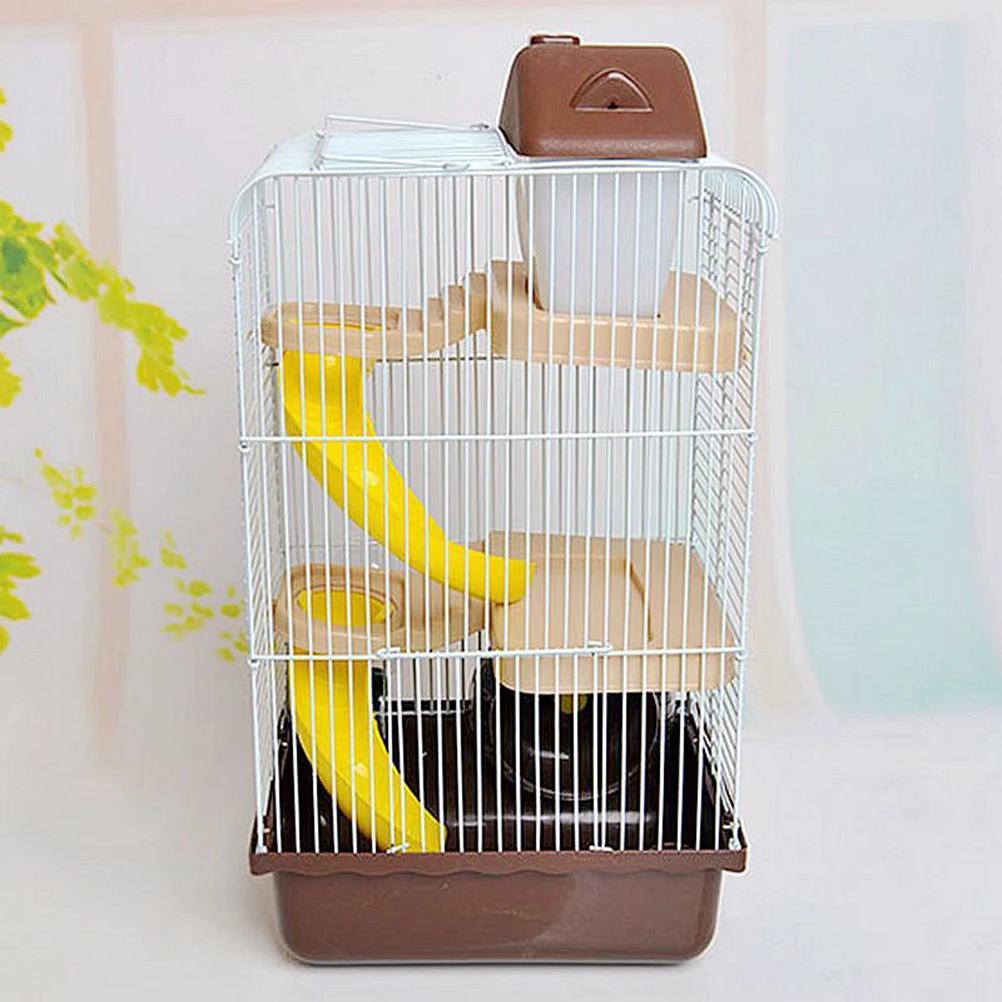 

Luxury Villa Cage 21x27x45cm Hamster Plastic Multi layer Slide Leakproof Water Jug Quiet Ventilation for Small