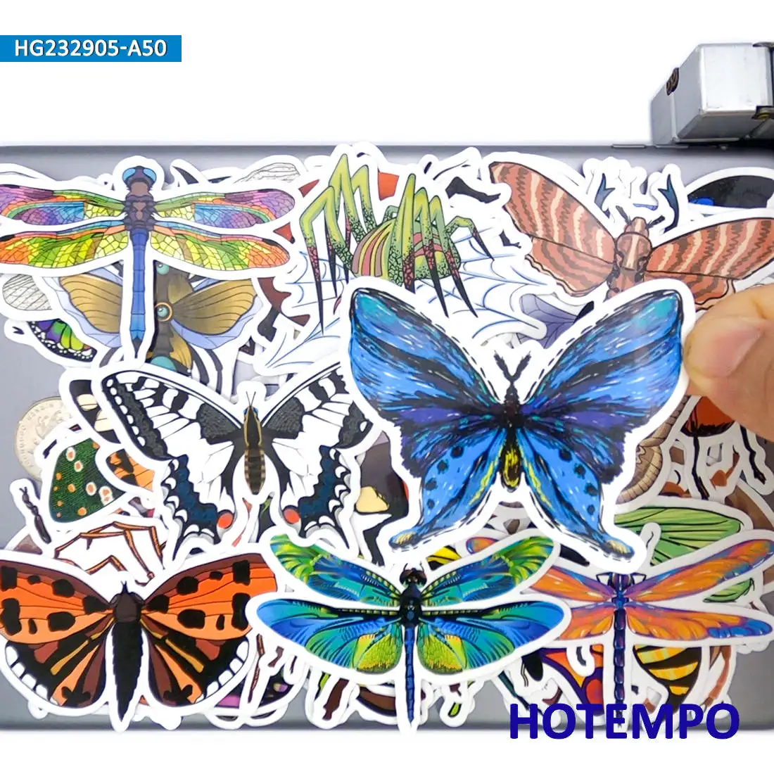 20/30/50PCS Insect Stickers Butterfly Dragonfly Beetle Cute Animal for Laptop Scrapbook Luggage Skateboard Car Phone Sticker Toy