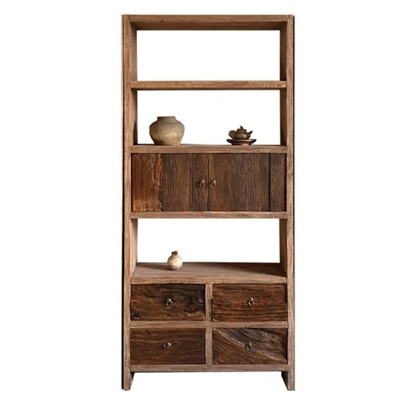 Antique shelf, solid wood, Chinese-style Duobao Pavilion tea cabinet, old elm wood storage rack