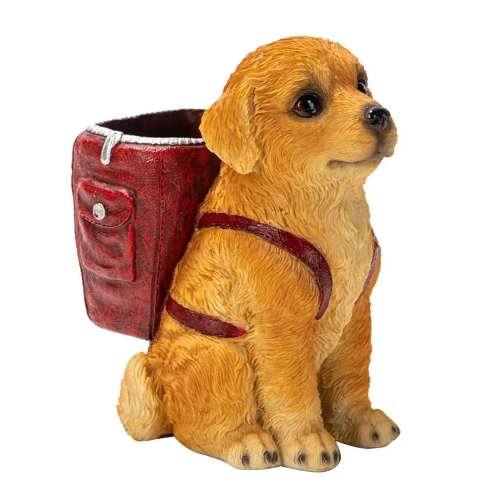 

Multifunction Large Capacity Golden Retriever Pen Holder Animal Set Firmly Makeup Brush Holder Resin Cute Pen Container Student