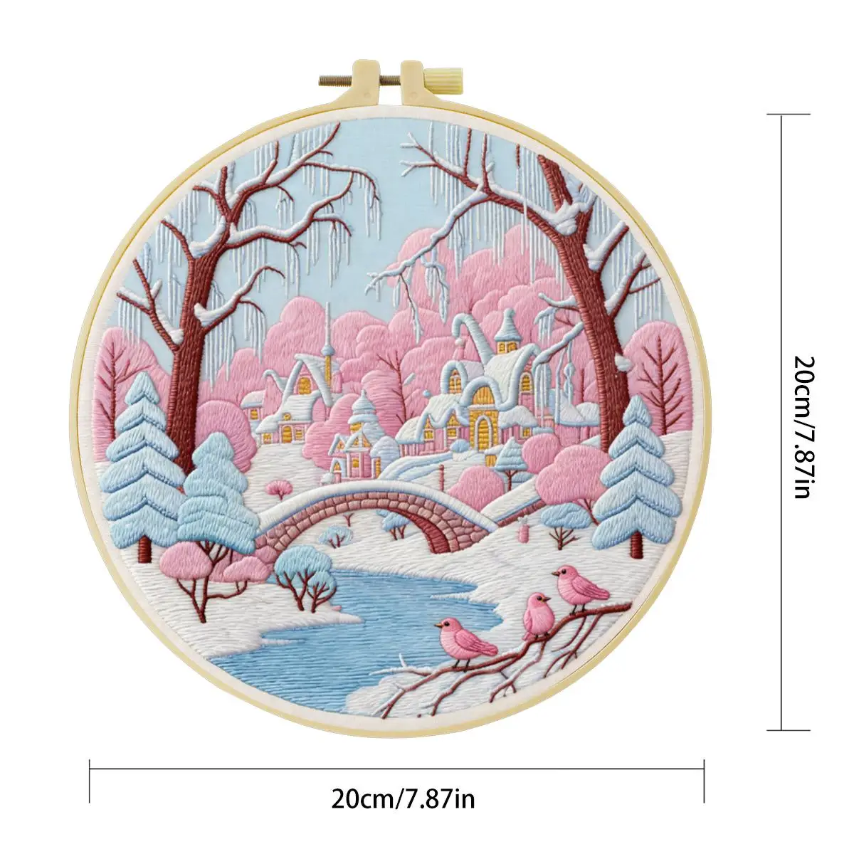 1 Stück 20X20CM/15X15CM 7,87/6,3 Zoll Schönes Schneelandschafts-Stickerei-Starter-Kit DIY-Kit DIY-Stickerei-Set Handarbeiten – Detail 4