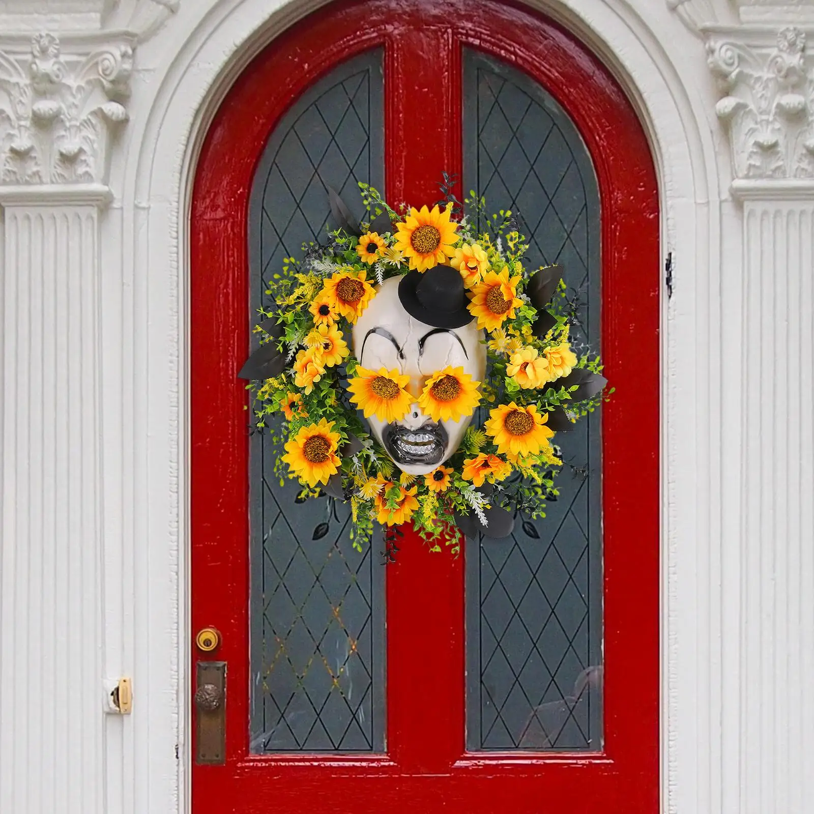 

Sunflower Wreath Face Indoor Outdoor Haunted House Wall Flower Wreath