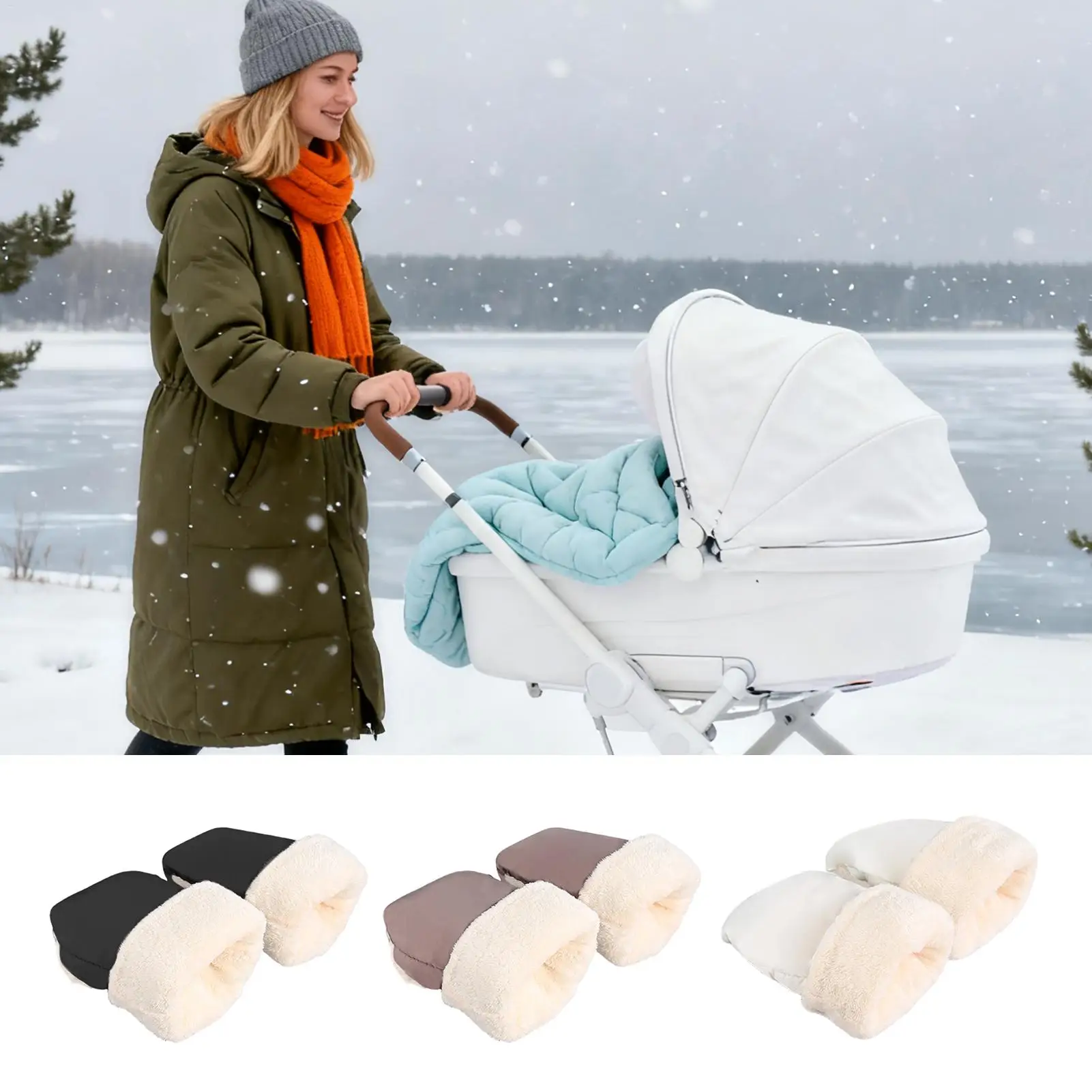 

Зимние перчатки для детской коляски, утепленные теплые перчатки для коляски, универсальные ветрозащитные перчатки для коляски для новорожденных, аксессуары для колясок