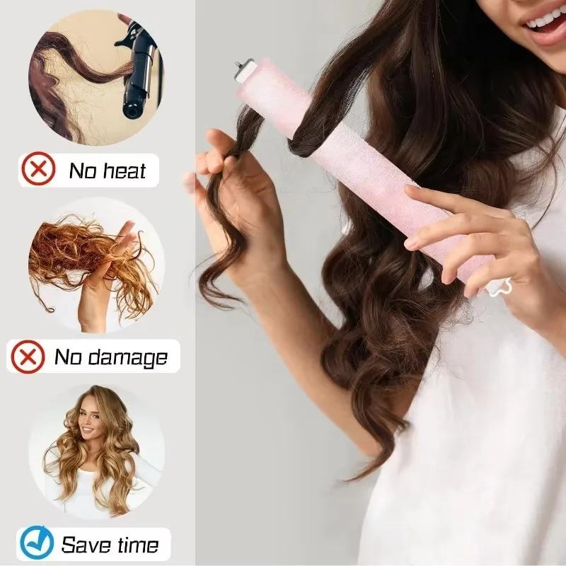 Haarlockenwickler ohne Hitze, Lockenstab, Haarband, Lockenwickler ohne Hitze, Lazy Curls mit Haken, weicher, flexibler Lockenstab, Haarstyling-Werkzeuge – Detail 4