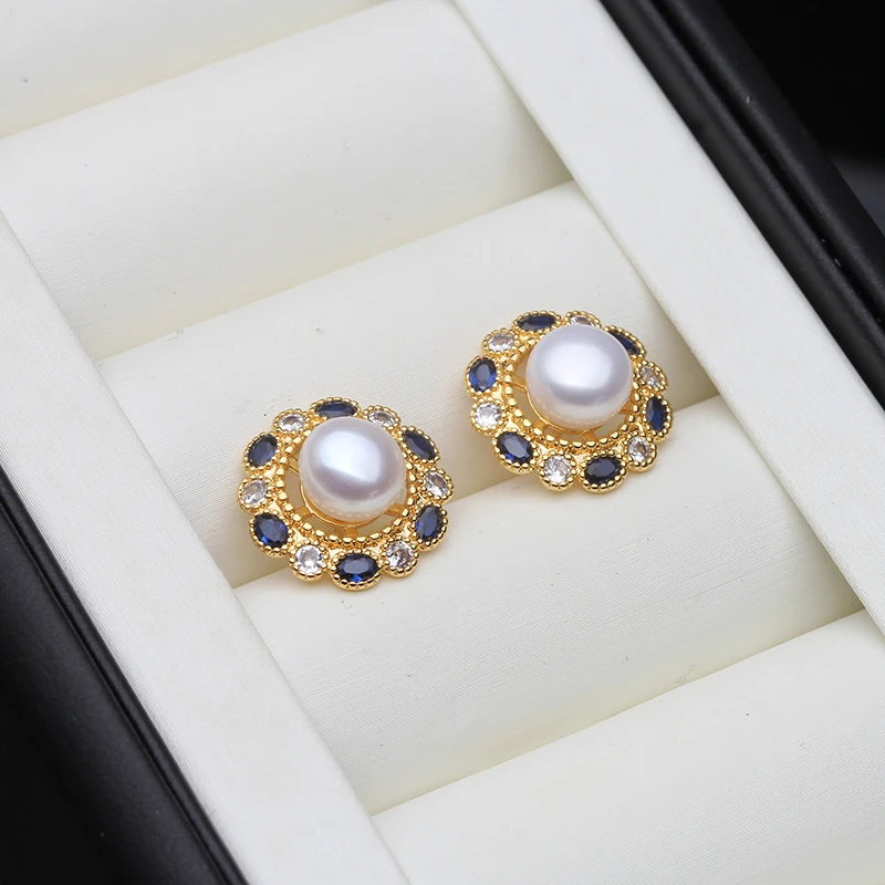 Real Pink Pearl Earrings For Women,Cultured Natural Freshwater Pearl Earrings Wife Mother Birthday Gift Black 4