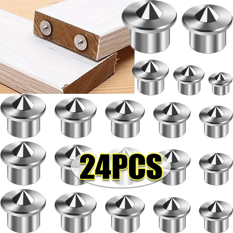 24/8Pcs Dowel Drill Centre Points Pin 6/8/10/12mm Locator Woodworking Tools Dowel Aid Tenon Center Punch Hole Set Transfer Plugs