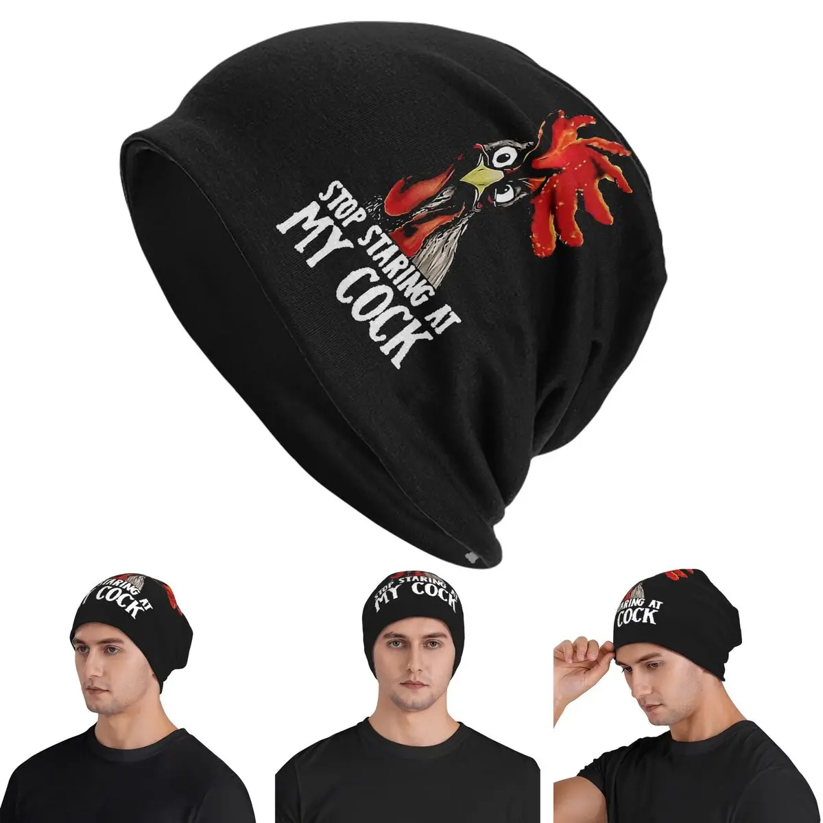 

Animals - Stop Staring At My Cock - Gangster Chicken Skullies Beanies Hats Warm Autumn Winter Cap Knitted Bonnet Caps Adult