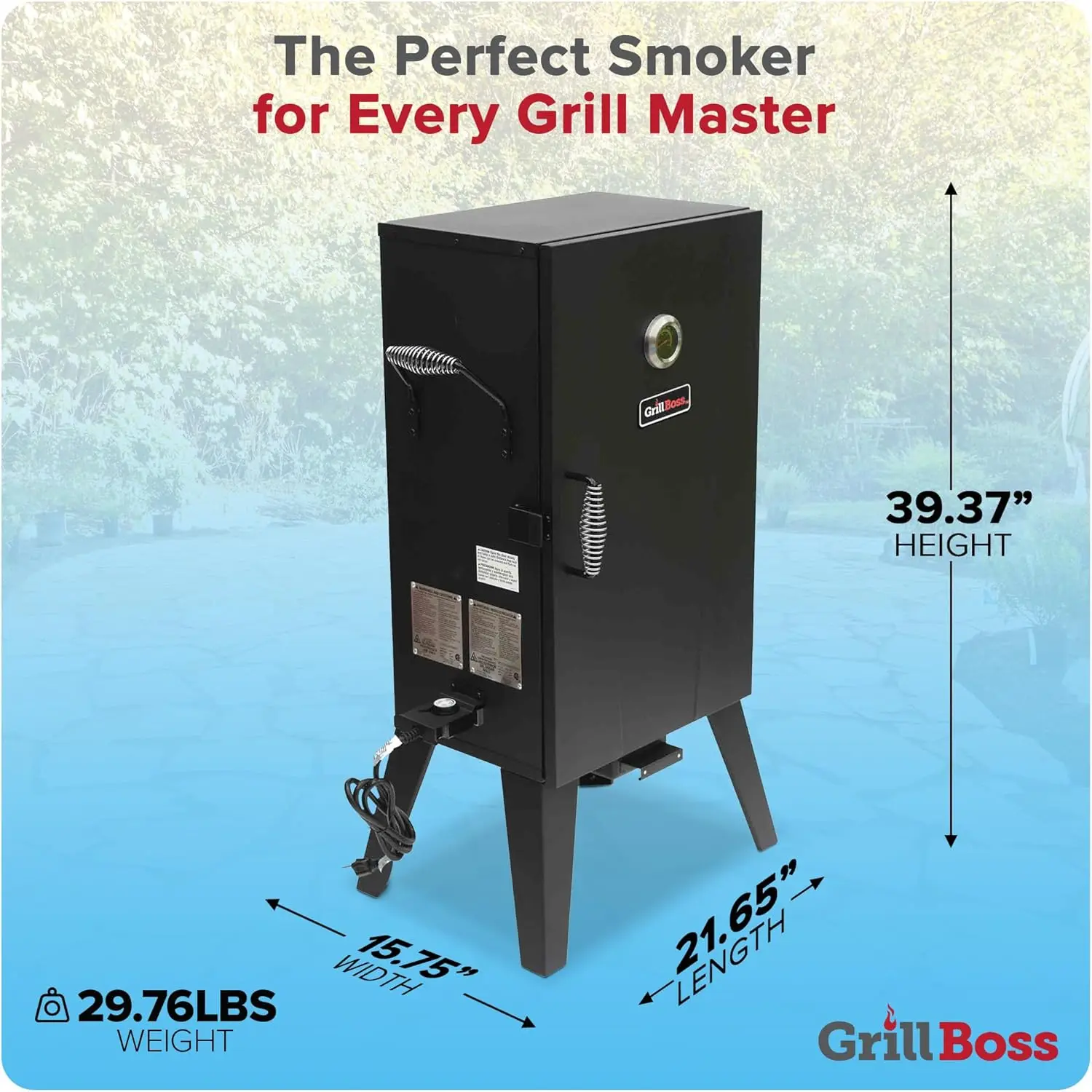 Grill Boss Electric Vertical BBQ Smoker with Digital Controls, 1500 Watt Heating Element, 531 Square Inch Cooking Area, and Adju