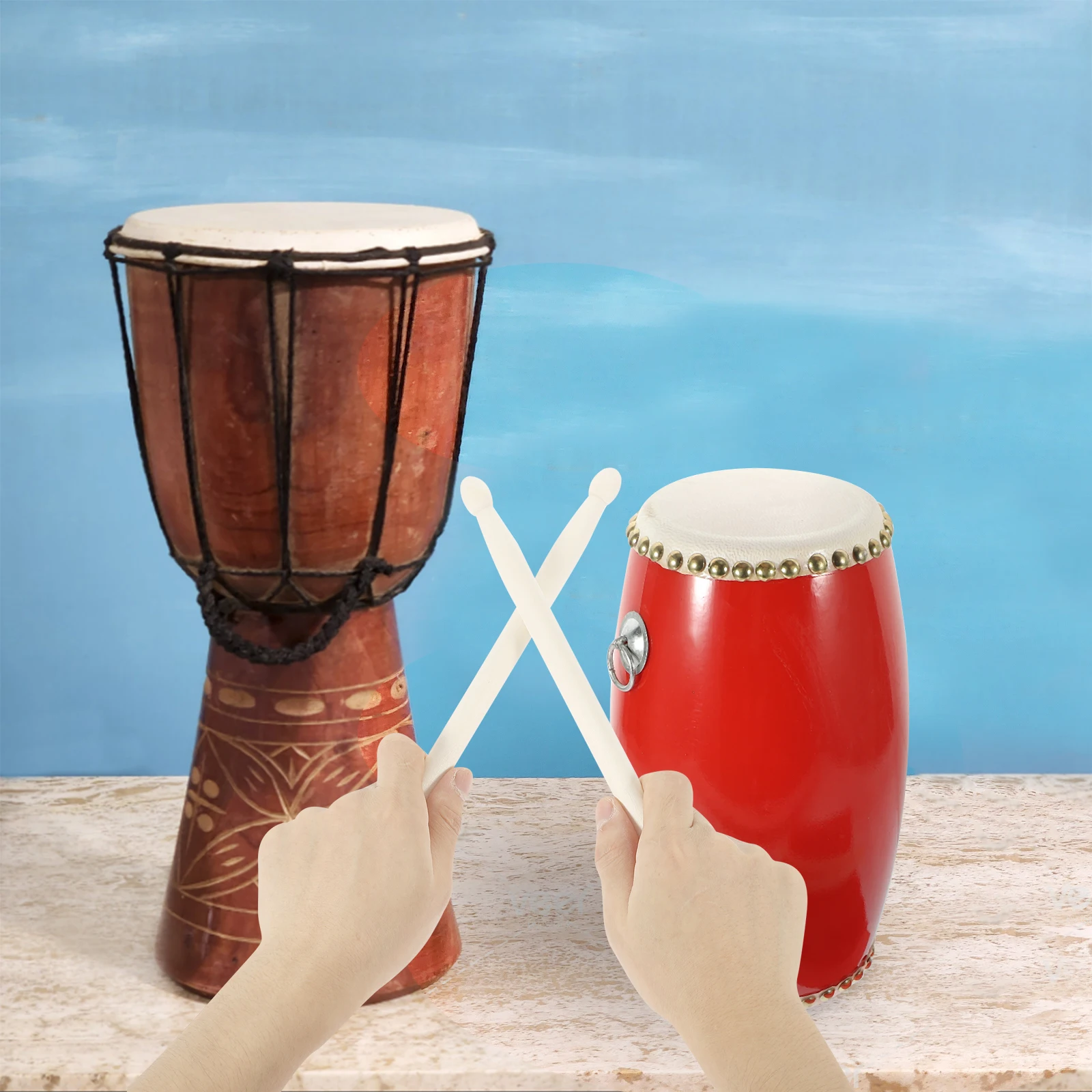 

1 set 1 Set Waist Drum Cowhide Hand Drum For Performance Durable Portable Percussion Instrument Traditional Chinese Style Dance