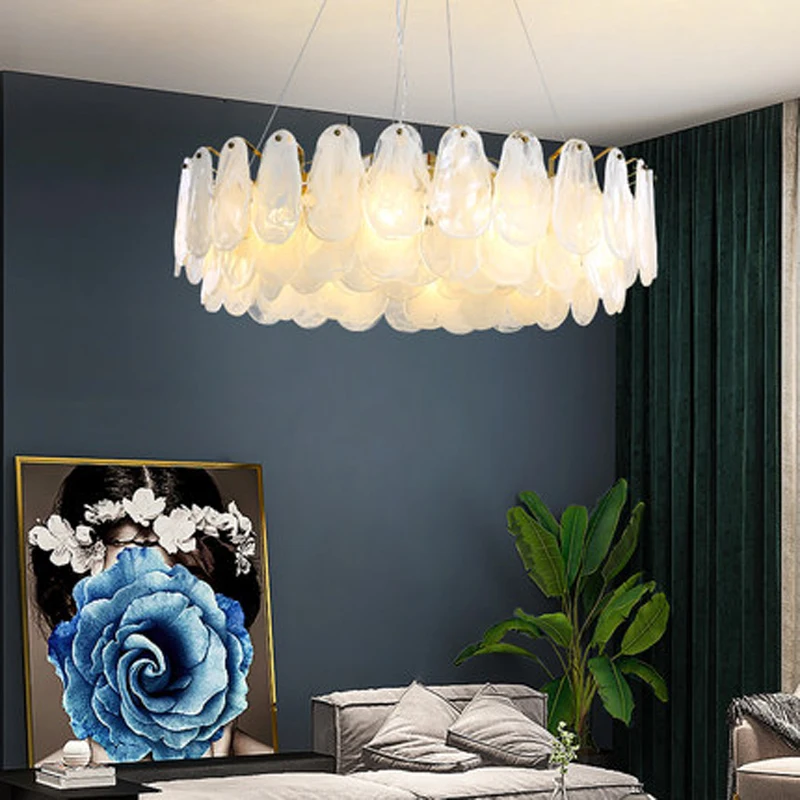 nova luz luxo lustre de cristal sala pos moderna minimalista criativa arte francesa lampadas nuvem de vidro lampada quarto 2023 01