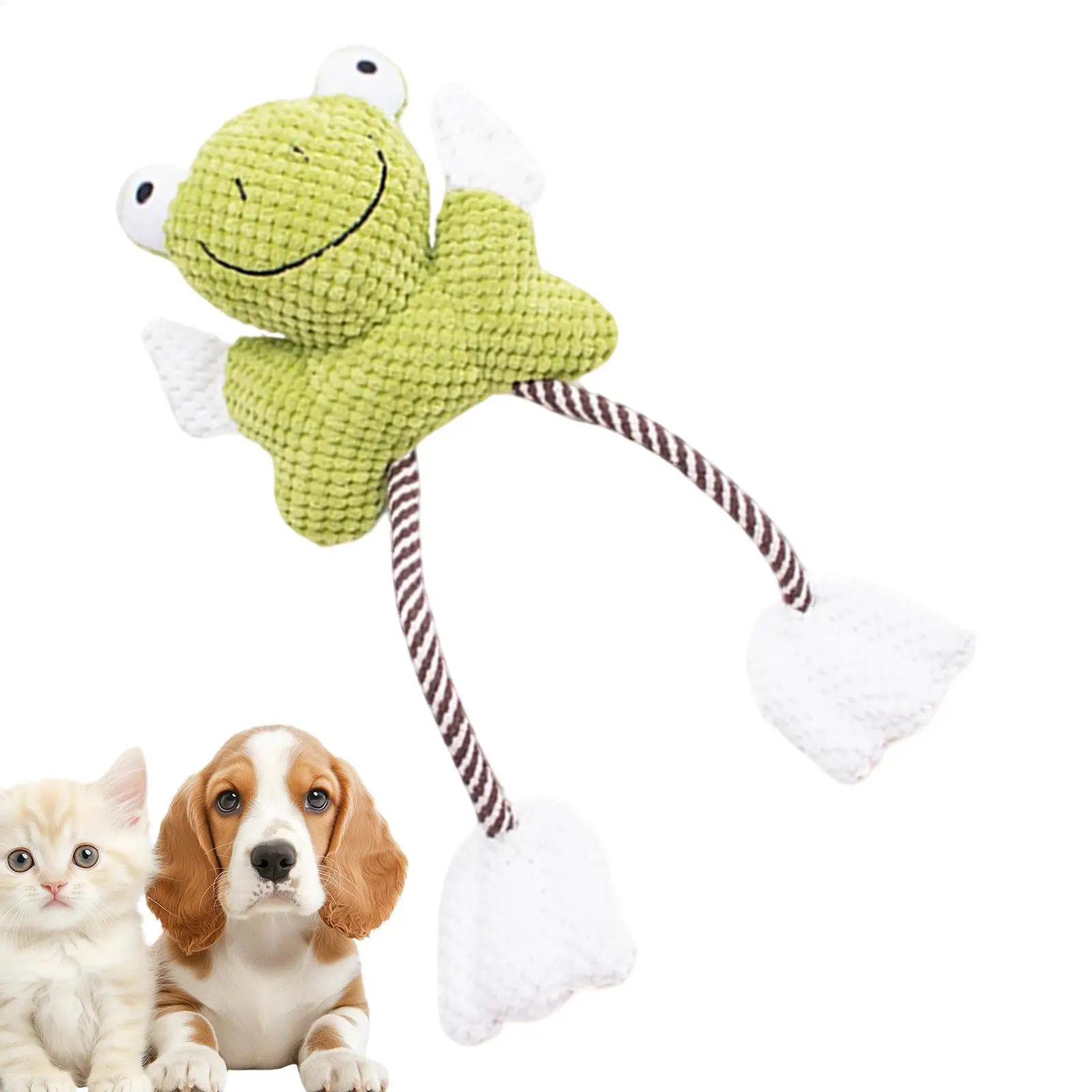Juguetes de peluche para perros, enriquecimiento con forma de rana, chirriantes arrugados, juguetes de peluche para perros para raza, cachorro, dentición, dientes para masticar