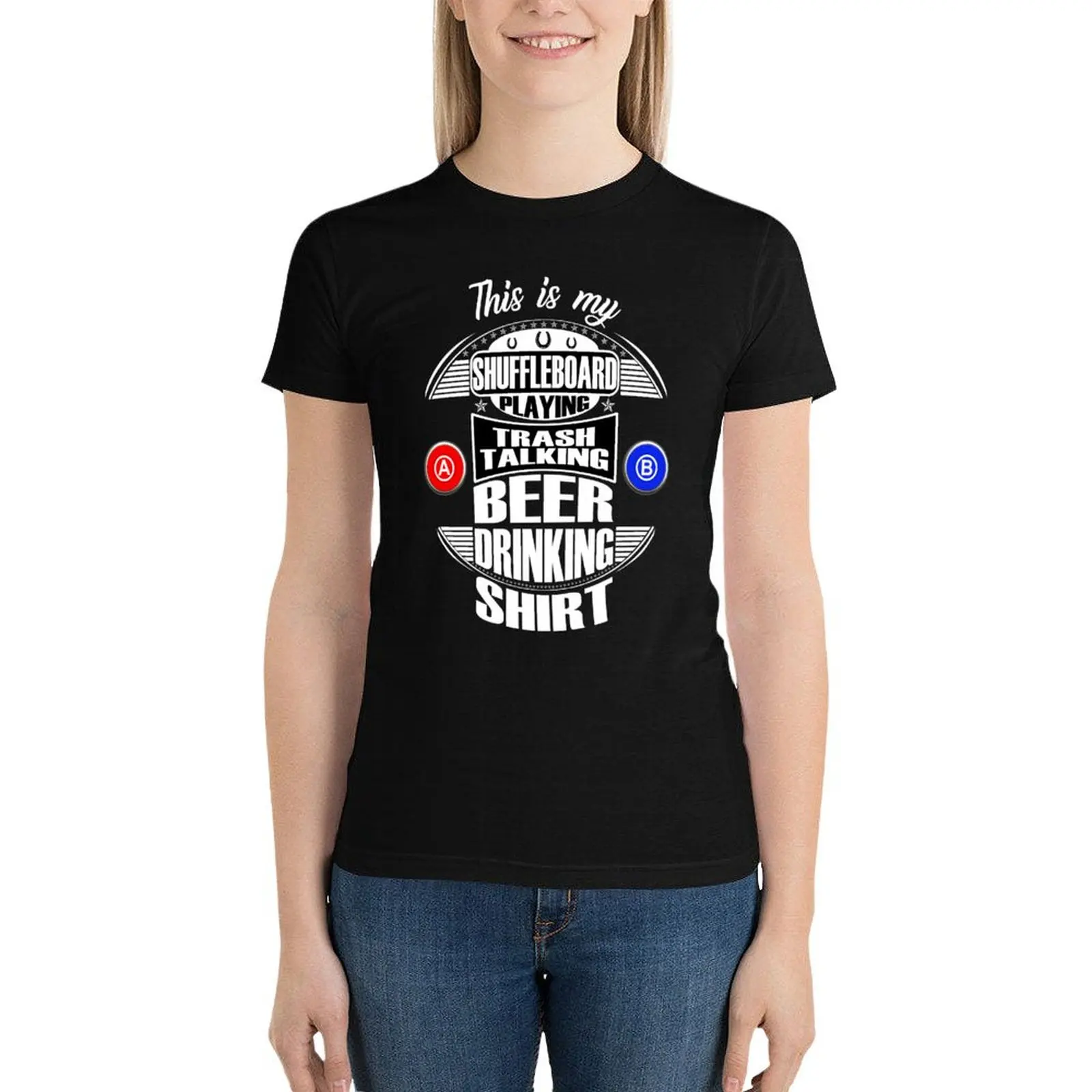 Shuffleboard Playing Beer Drinking Trash Talk Gift Funny Shuffleboard Playing League Beer Drinking Gift T-Shirt