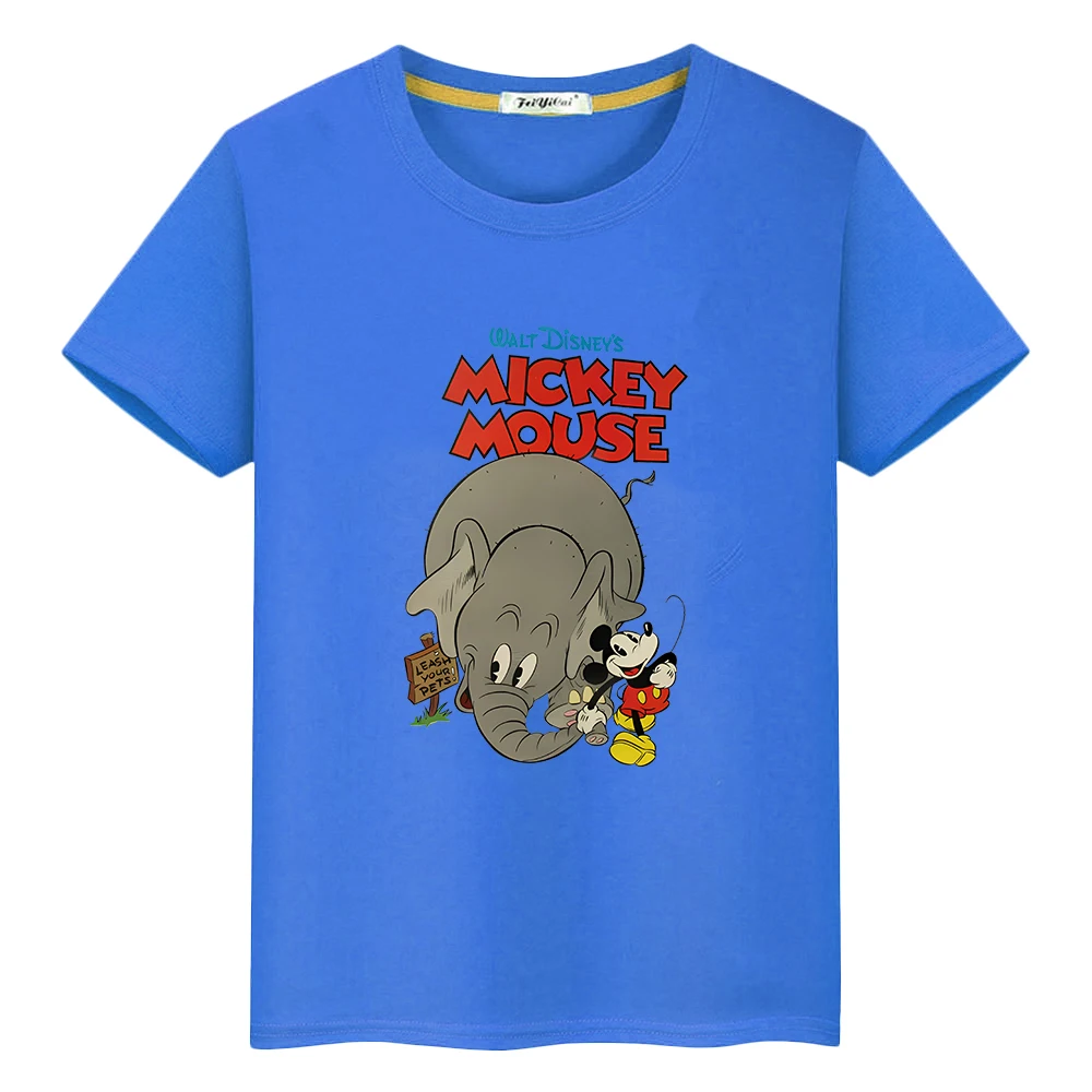 

mickey mouse 100%Cotton t shirt for kids boy 10year Anime Short y2k one piece Disney Cute Tees Kawaii Tops kids clothe girls