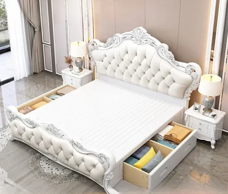 European beds double bed princess beds 1.8 meters large bed, master bedroom marriage bed soft bag 1.5 meters