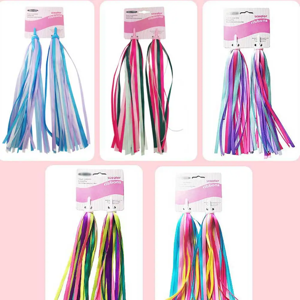 2Pcs Blue Handlebar Bell Set Bike Tassel Streamers Accessories Scooter Decorations Handlebar Bell Set Bells Streamers