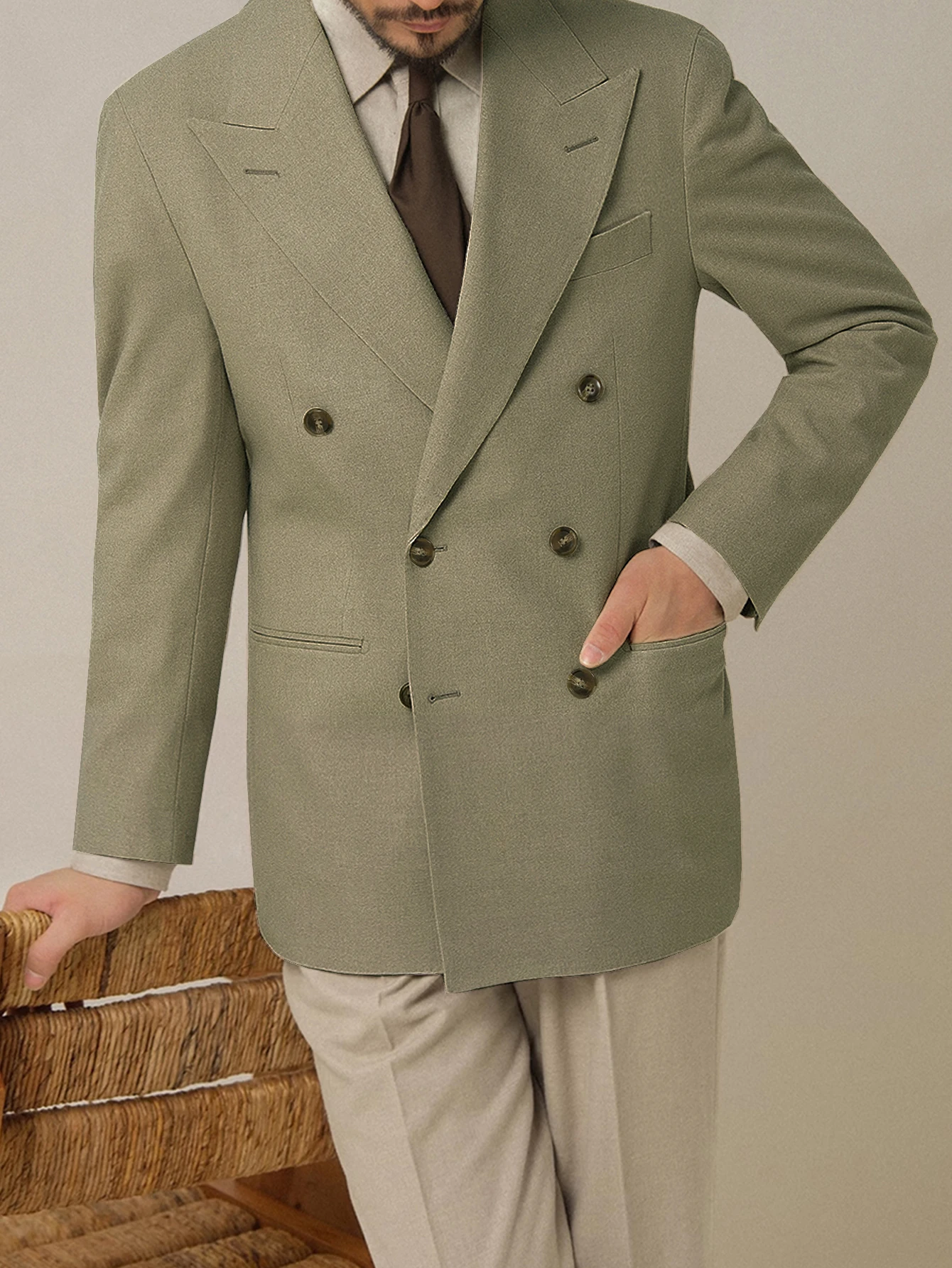 ‌ Chaqueta de estilo italiano británico neápolita para hombre Otoño Invierno nueva llegada Casual elegante traje cómodo abrigo con bolsillo con botones