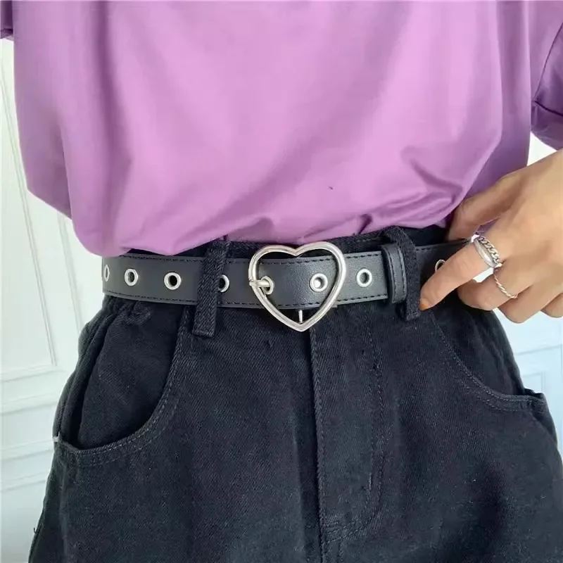 Y2K Millennium Maillard Style Sweet Cool Heart-shaped Button Hollow Belt Simple Fashion Versatile Premium Feel Designer Belt