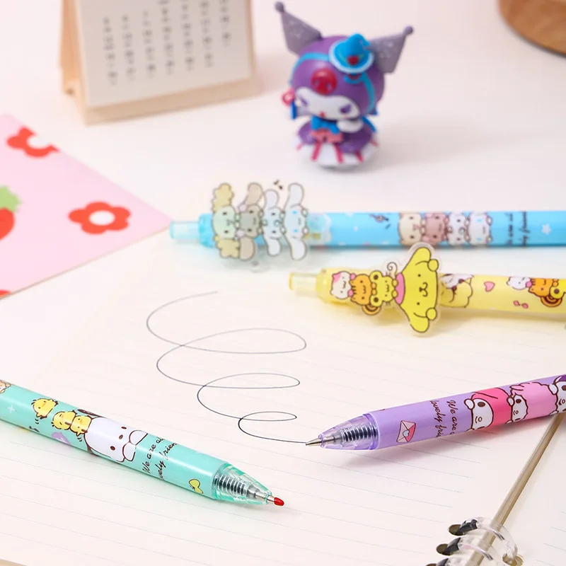 Imagem -05 - Sanrio Família Acrílico Gel Caneta Desenhos Animados Bonitos Remendo Neutro Menina Estudante Escritório Papelaria Material Escolar Atacado Novo