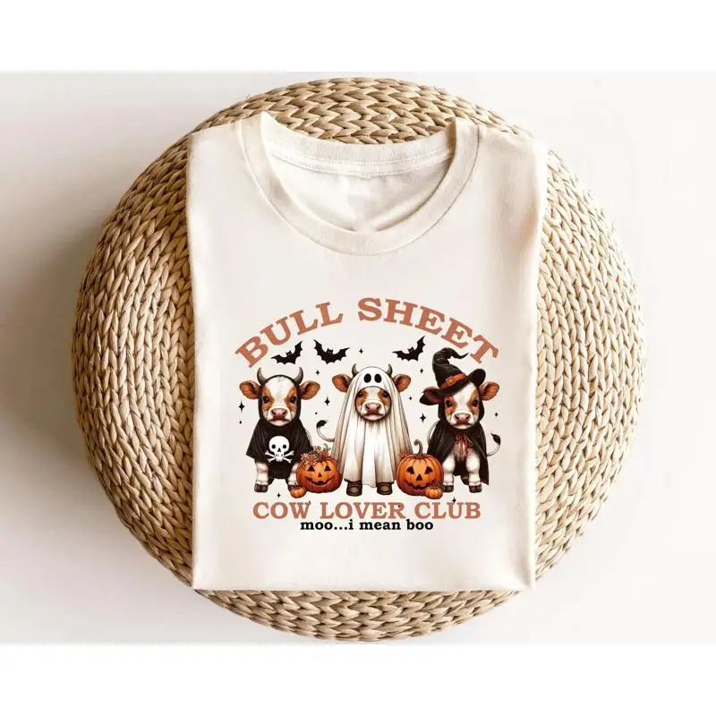 Funny Halloween T Shirt Ghost Cows Bull Sheet Cow Lover