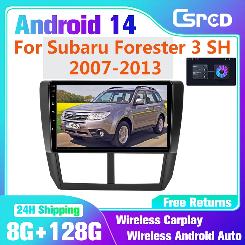 Csred Android 14 Auto Radio For Subaru Forester 3 SH 2007-2013 Impreza GH GE Car Multimedia Player GPS Navigation CarPlay Auto