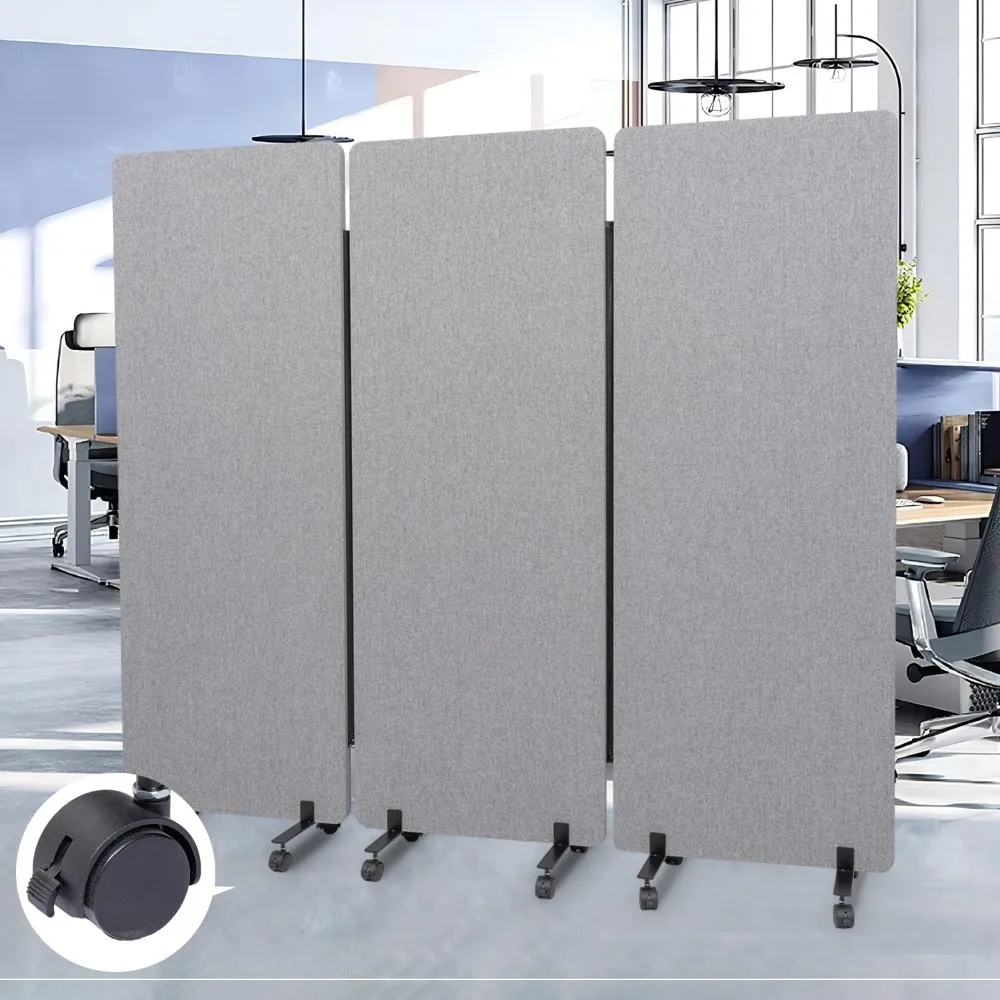 Freestanding Privacy Panel Partition Wall Cubicle Wall, Rolling Room Separators,Portable Office Wall Divider for Room Partition