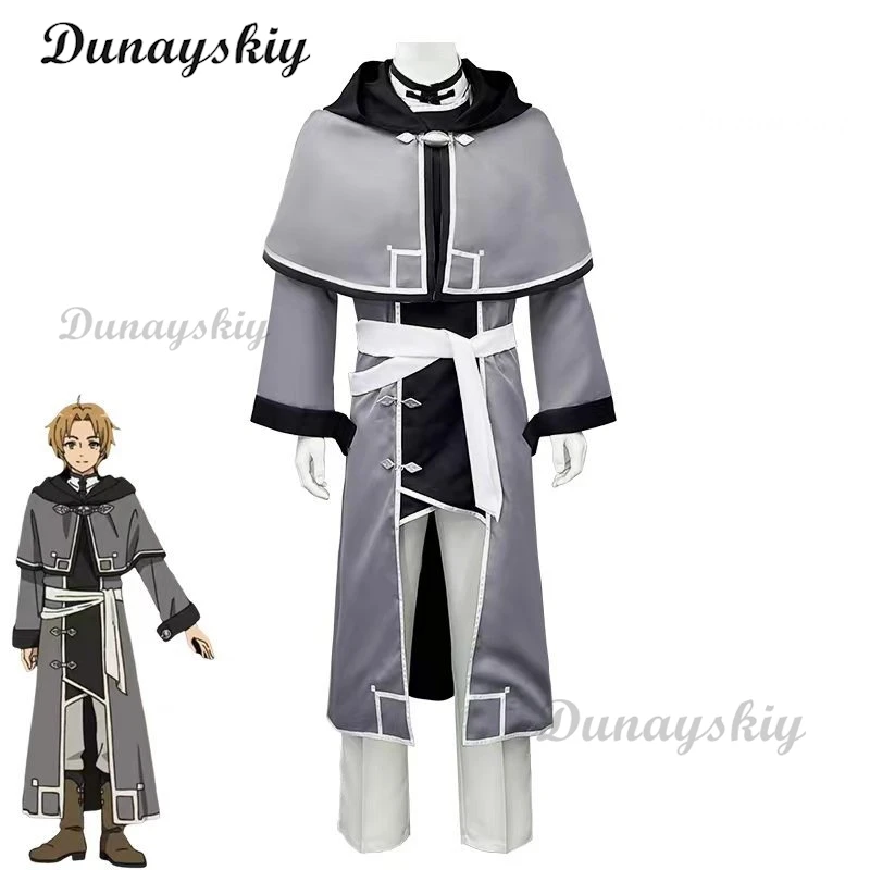 Rudeus Cosplay Mushoku Anime Tensei Jobless Reincarnation Greyrat Dead End Costume Uniform Trench Wig Set Role Play Outfit Man