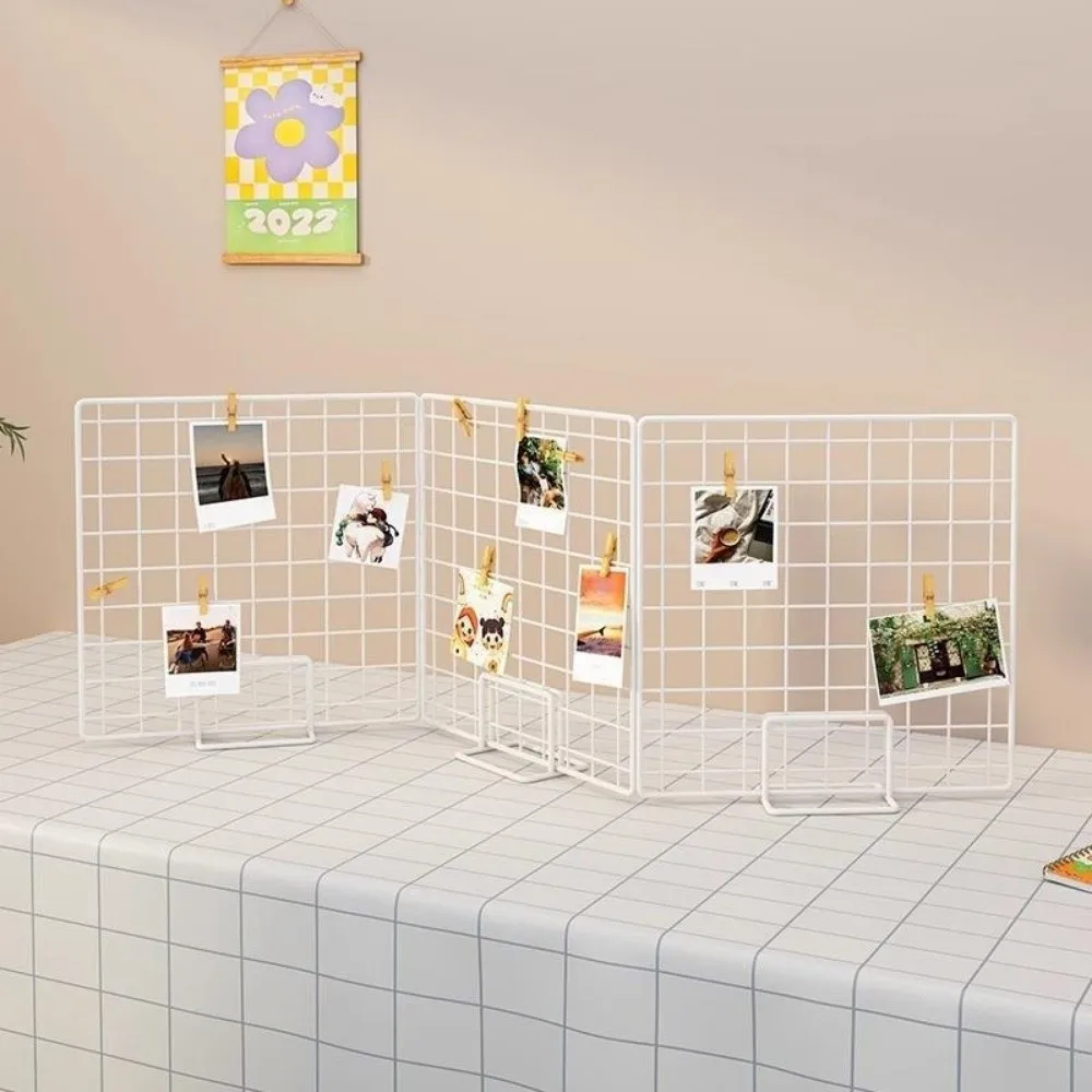 Modernes Gitter-Display-Rack aus Metall mit Basis, Lagerregal, Gitterrahmen, Desktop-Ständer für Gitter-Panel