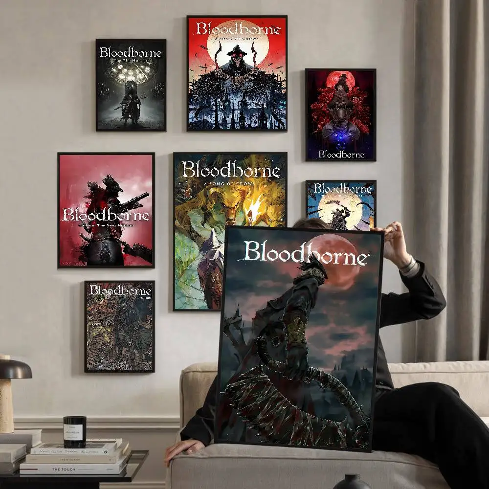 retro Gaming B-Blood-borne classic Vintage Posters Sticky Vintage Room Home Bar Cafe Decor Kawaii Room Decor