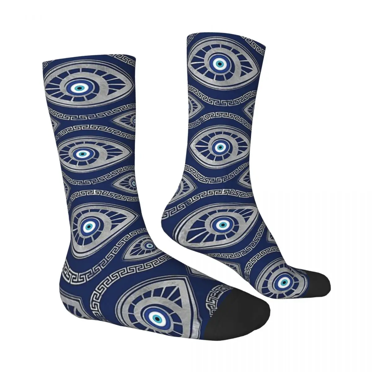 Greek Mati Mataki - Matiasma Evil Eye Pattern Greek Key Ornament Unisex Winter Socks Hip Hop Happy Socks street style Crazy Sock