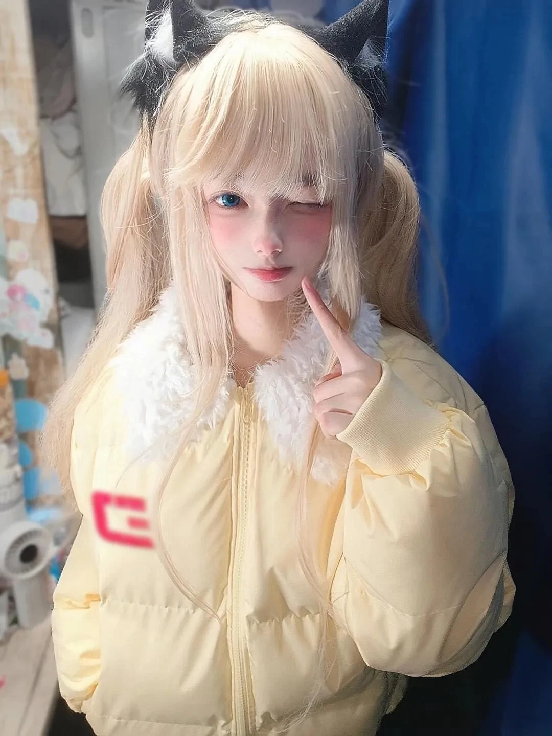 

Cute Japanese Sle Lamb Fur Collar Design Bread Coat Thi Warm Women's Winter Faion Set Long Sve Regular Length