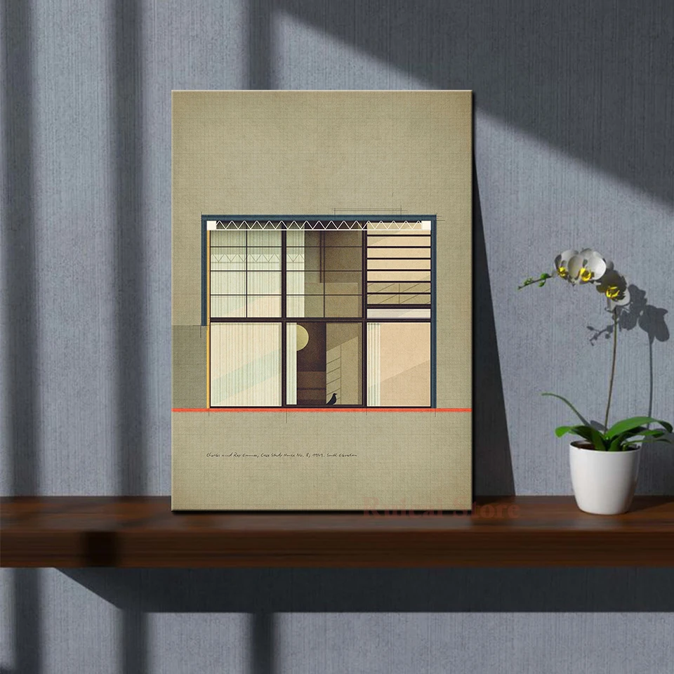 

Charles and Ray Eames, Case Study House No. 8 Poster Canvas Art Room Wall Painting Home Decor