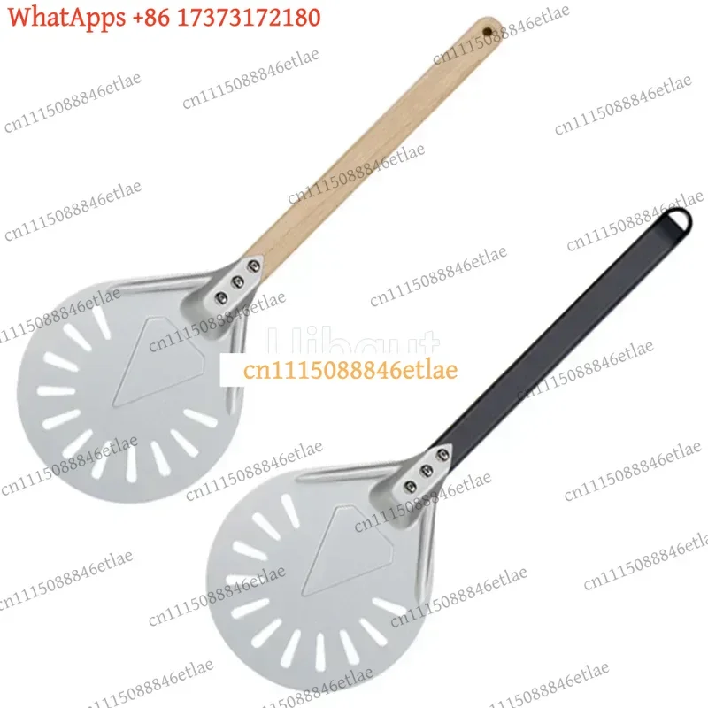 k3 Universal Perforated Pizza Turner 7 8 9 Inch Aluminum Peel Paddle With Non-Slip Wooden Handle Baking Tools