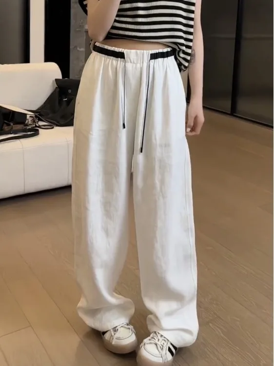 

Japanese Sle Wide Leg Pants Spring Season High Waist Cotton Straight Cut Loose Fit Women's andmother Faion Trendy