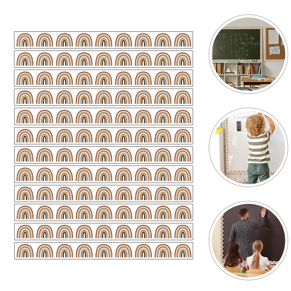 12pcs Whiteboard Stickers Magnetic Borders Decorative Strips Classroom Bulletin Board Edge Trim Wall Decor Removable