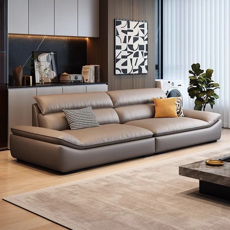 

Modern simple cowhide sailboat leather sofa leather sofa living room Nordic minimalist sofa light luxury