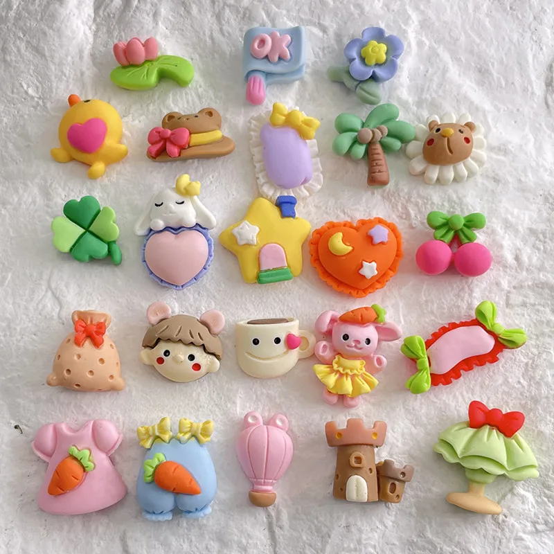 20Pcs Cartoon Cute Plaything Resin DIY Shoes Hat Icebox Barrette Mobile Phone Case Scrapbook Cream Glue Flat Back Resin