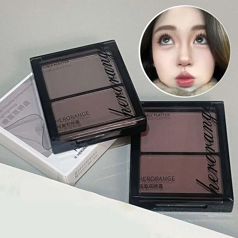 

2 In 1 White Highlighter Powder Blusher Palettes Pigment Cosmetics Waterproof Makeup Korean Lasting Brightening H4E9