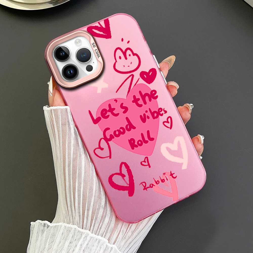 

Pink Rabbit Love Phone Case For iPhone 11 12 13 14 15 16 Pro Max Plus Magesafe Magnetic Transparent Charge Soft Shell