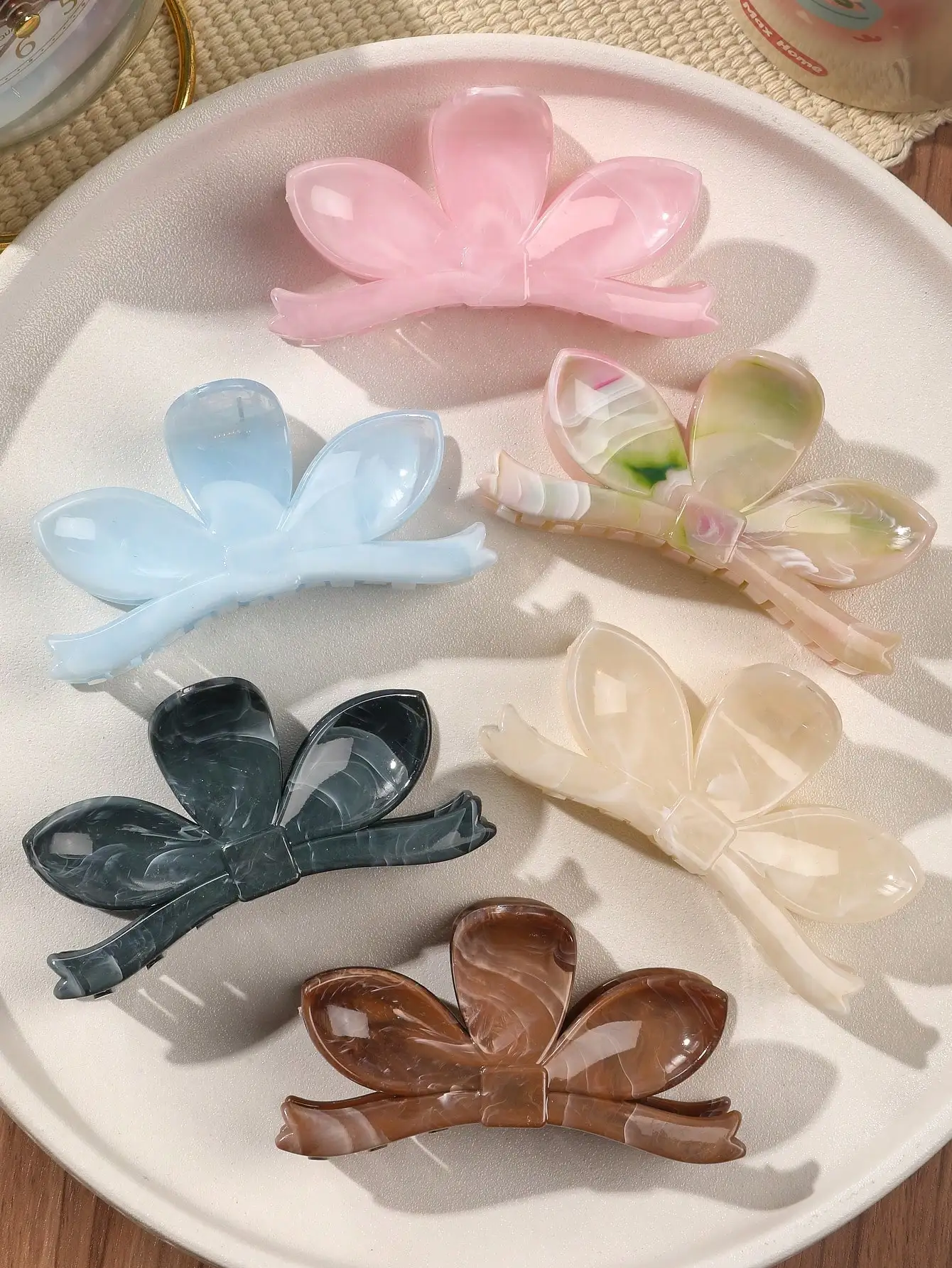 6 Stück Macaron-Haarspangen, Blumen-Bananen-Haarspangen für feines Haar, starker Halt für dickes Haar, 6 Farben, modisches Haaraccessoire – Detail 3
