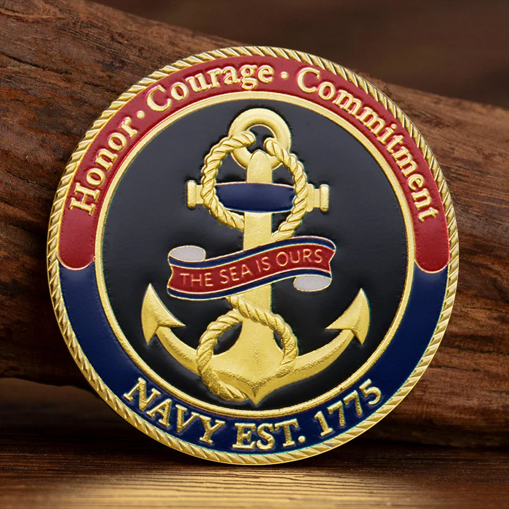 Pièce de Souvenir plaquée or de la marine Est.1775, pièce de Collection de médailles militaires de Courage d'honneur