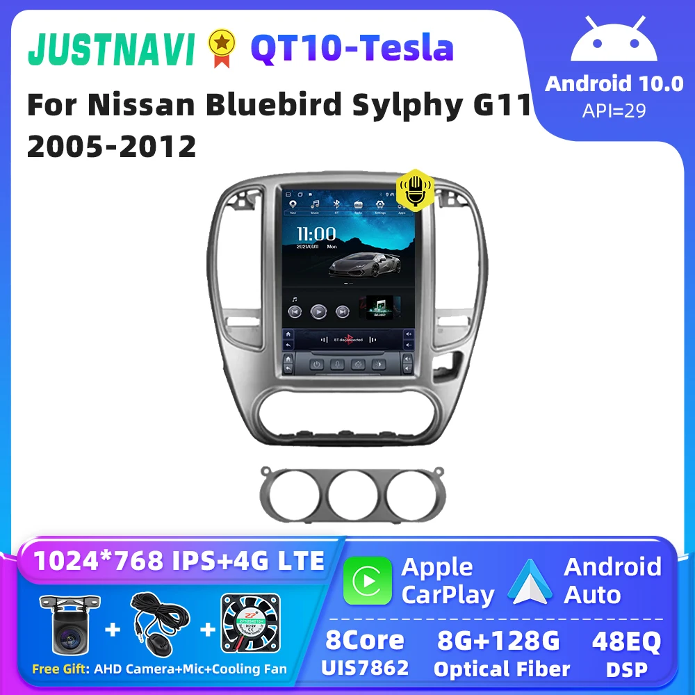 

JUSTNAVI QT10 Car Radio Stereo For Nissan Bluebird Sylphy G11 2005-2012 Navigation Multimedia Carplay Autoradio Video Audio DSP