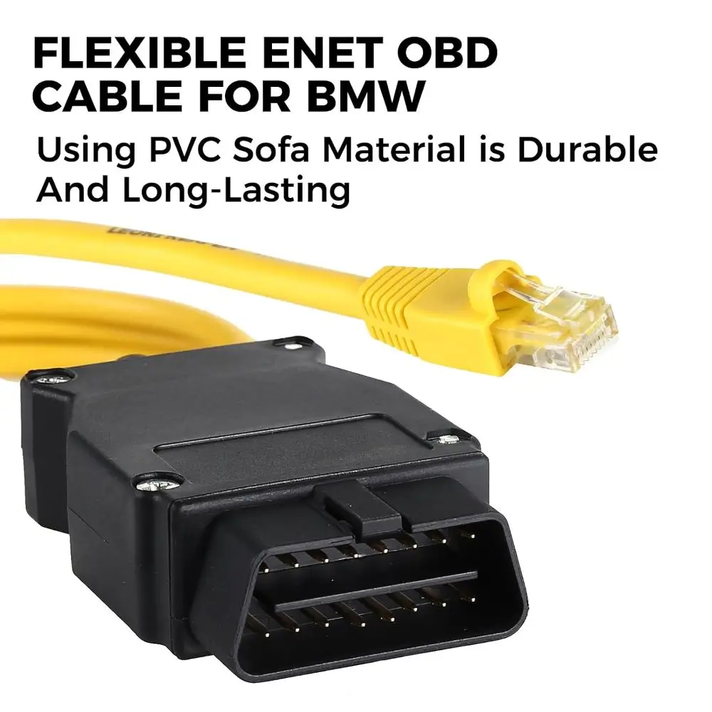 Durable RJ45 Plug OBD2 RJ45 Cable OBD 16Pin Yellow Ethernet Cable Connector ENET Diagnostic Cord For Automotive Use
